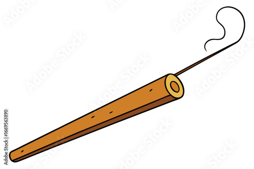 simplified incense stick with smoke trail