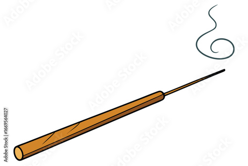 simplified incense stick with smoke trail