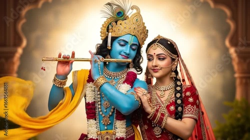 Divine Love: Radha and Krishna's Enchanting Embrace