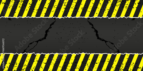 Attention. Vector illustration of black and yellow Attention dangerous Tape with trendy grunge texture and Empty space for text. Perfect Attention banner background with copy space. EPS 10