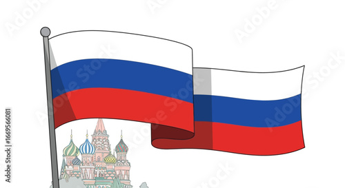 Russian Flag Waving Proudly with St