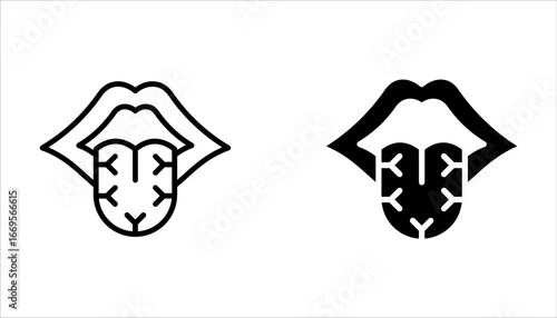 Dry mouth icon set, Diabetes symptom dry mouth line vector icon on white background