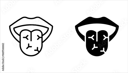 Dry mouth icon set, Diabetes symptom dry mouth line vector icon on white background