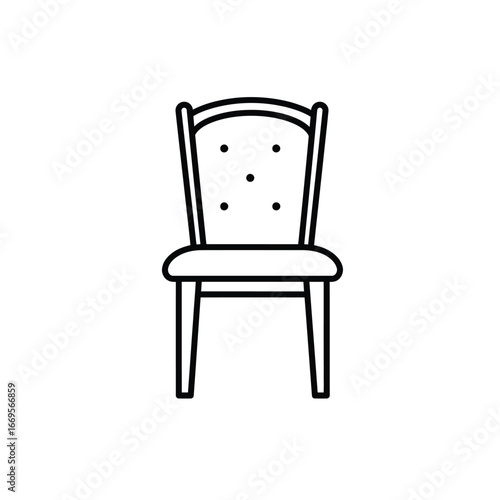 A simple line drawing of a classic wooden chair with a curved backrest