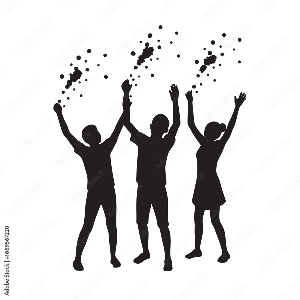Fototapeta premium Holi Festival Color Crowd Silhouette Vector
