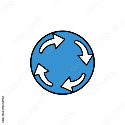 rcular Road with Arrows Showing Direction Flow