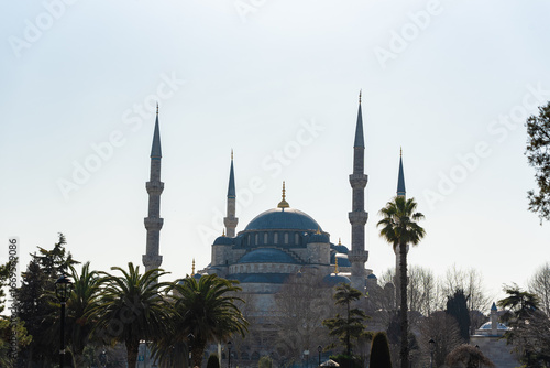 Hagia Sophia in Istanbul, Türkiye, Blue Mosque, general view with four minarets