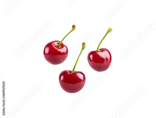 Fresh cherries floating in the air
