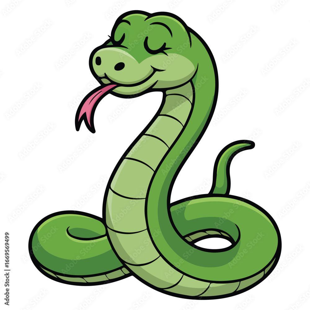 Fototapeta premium Cute snake icon charming adorable character vector illustration on white background
