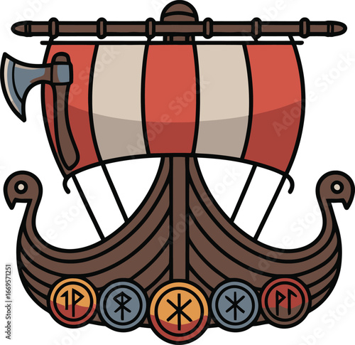 Viking Longship Norse Mythology Boat Illustration