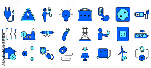 Set of electricity Icons or symbols Vector fully editable file.