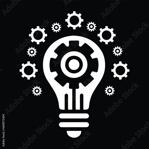 Gear with Light Bulb Innovation Symbol