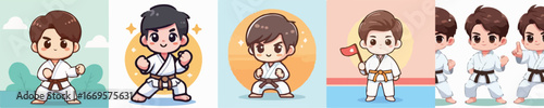 Children are practicing Karate wearing Karate uniforms