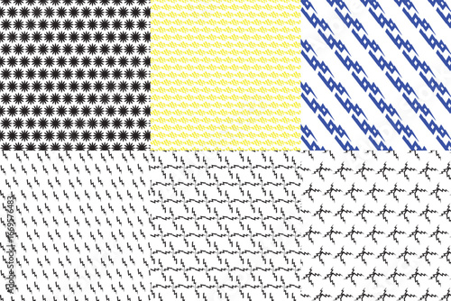 A collection of seamless vector patterns featuring light bulbs in colorful and black-and-white styles. Perfect for textile prints, wallpapers, packaging, web backgrounds, notebooks, wrapping paper, an