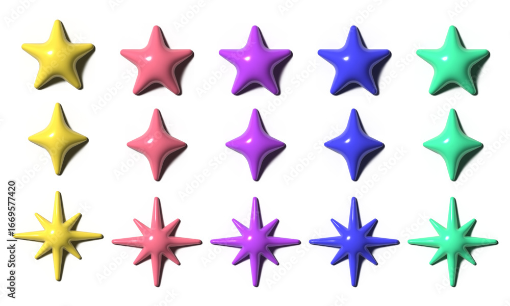 Obraz premium ぷっくり星_star_3Drendering
