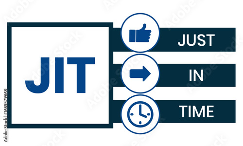 JIT - Just in time acronym. business concept background. vector illustration concept with keywords and icons. lettering illustration with icons for web banner, flyer, landing page