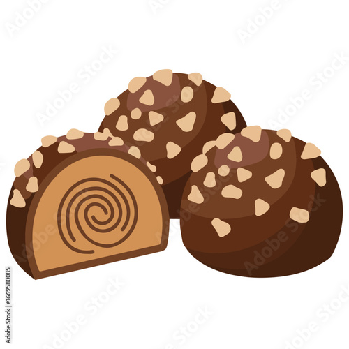 Sweets with cream filling chocolate glaze vector illustration on white background