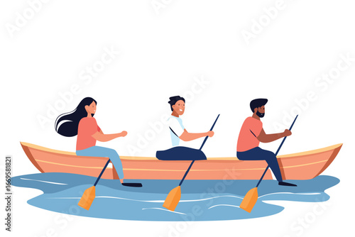 rowing boat vector