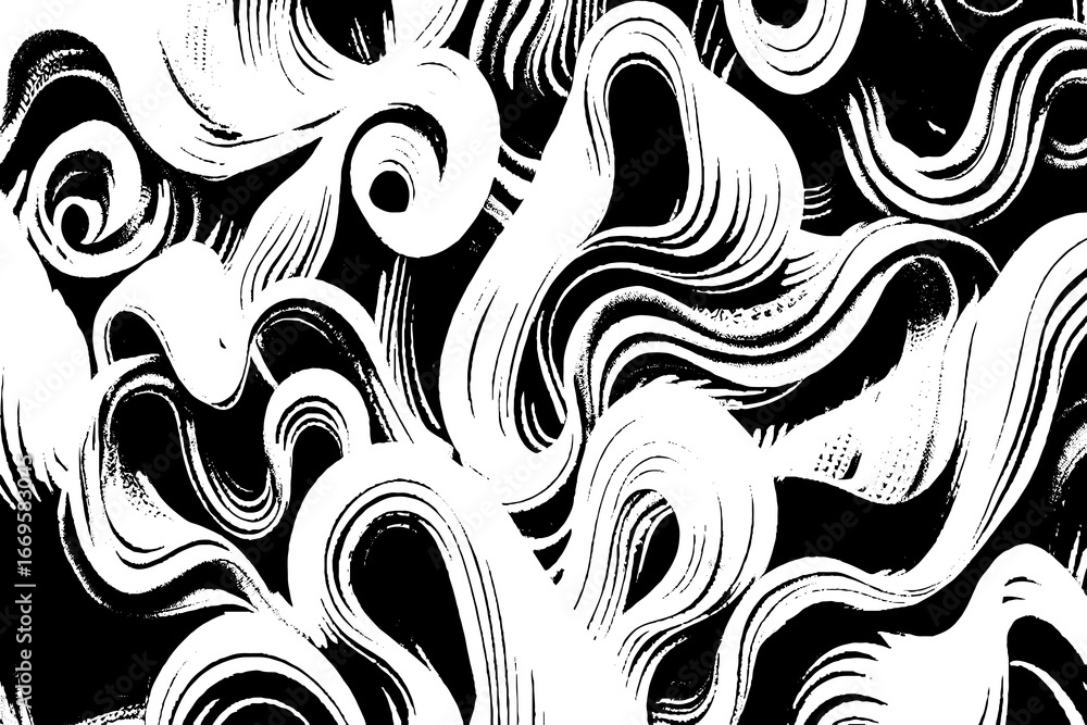 Fototapeta premium Dynamic Swirls Black And White