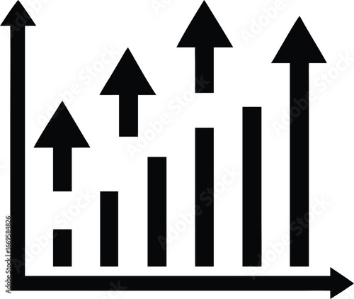 Modern bar chart with upward trending arrows and vibrant color accents for financial data visualization