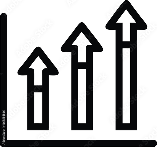 Colorful bar chart with upward trending arrows and data visualization elements