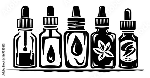 Collection of Essential Oil Bottles in Various Designs and Shapes