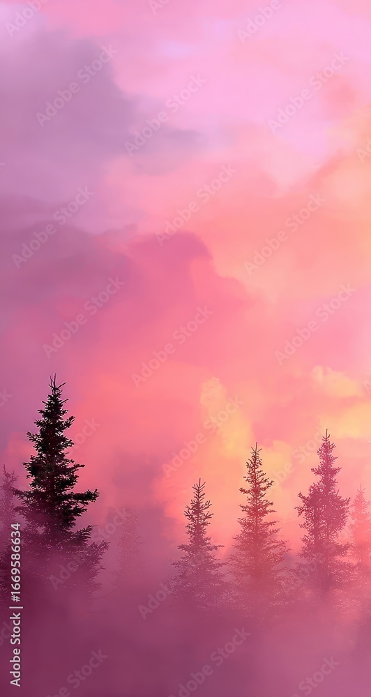Fototapeta premium Misty pink forest