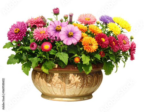 Wallpaper Mural Colorful Flowers in a Pot PNG – Decorative Potted Plant Isolated on White (2) Torontodigital.ca