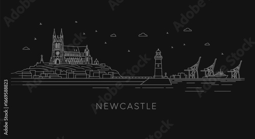 Newcastle City Skyline Vector Minimal Art.