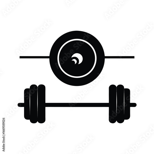Barbell dumbbell gym icon logo template gym badge fitness logo design