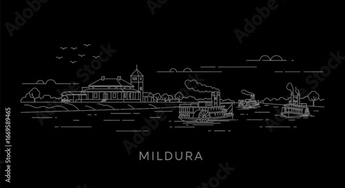 Mildura with Australia Minimalistic Vector Cityscape.