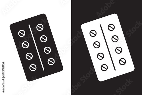 Pill blister pack icon for logo, vector sign symbol for design