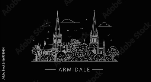 Armidale with Australia, Line Art, and Minimalist.