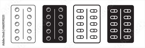Blister drug pack icon black and white vector sign