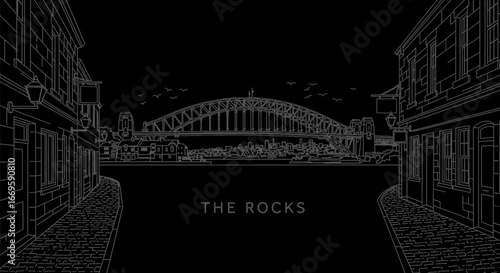 Sydney Harbour Bridge Minimal Outline Icon.