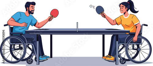 Inclusive fun with wheelchair table tennis match, promoting accessibility and active lifestyles for all people