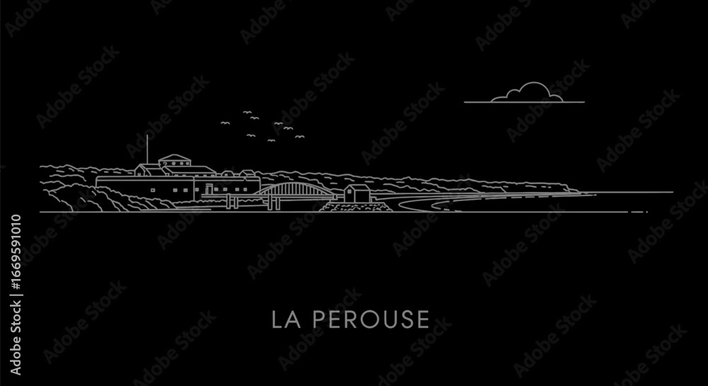 Naklejka premium La Perouse line art Coast silhouette Minimal.