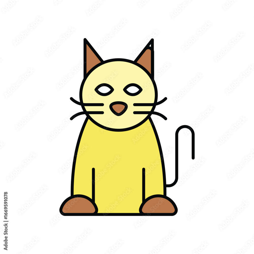 Obraz premium Black cat color line icon with white background vector stock illustration
