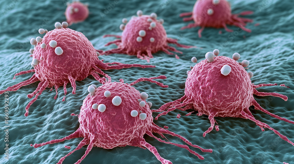 Naklejka premium Medical illustration of cell interaction