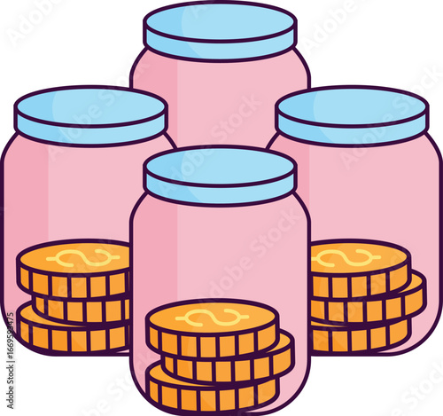 investment funds  lineal color icon design concept