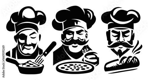 Three Distinguished Chefs Showcasing Culinary Skills and Expertise Art