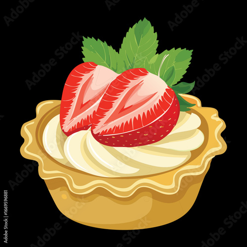 Delicious Strawberry Quinoa Salad with Feta Cheese and Mint in a Blue Bowl, a Healthy and Refreshing Dish - Vector Illustration