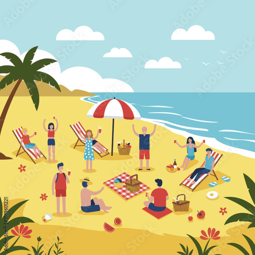 summer beach vector illustration