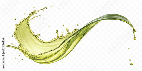 abstract 3d smooth liquid olive oil splash in different style isolated on transparent background	
