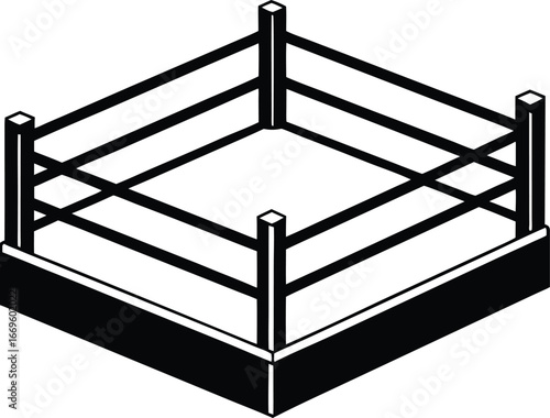 Colorful boxing ring 3d vector illustration. square platform for professional 
