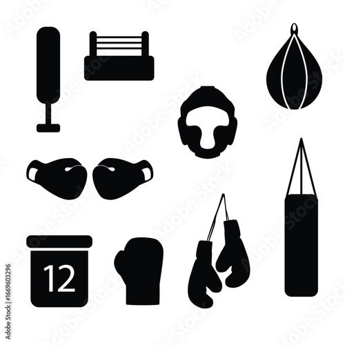 boxing icon. vector illustration of a set of boxing tools for icon, symbol or logo