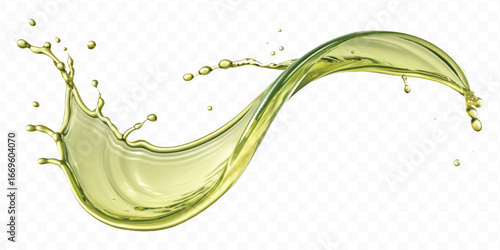 abstract 3d smooth liquid olive oil splash in different style isolated on transparent background	
