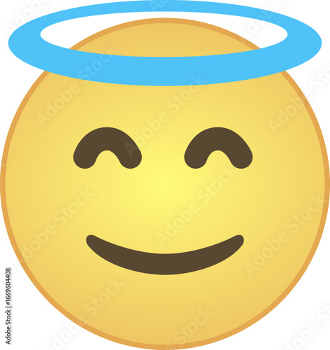 Smiling Face with Halo Emoji - Innocent and Happy Emoticon Smiley in SVG, Vector