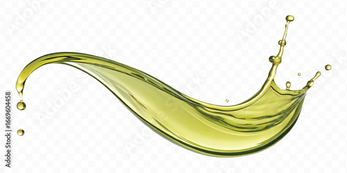 abstract 3d smooth liquid olive oil splash in different style isolated on transparent background	
