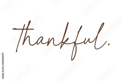 Thankful - Minimalist Calligraphy Script for Thanksgiving and Autumn Season Fall  SVG T Shirt Design